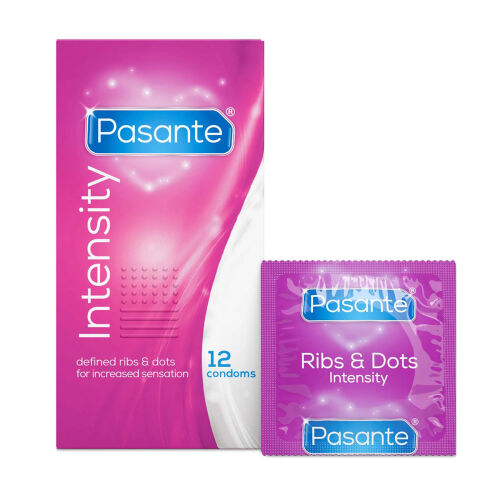 Pasante Intensity kondómy s prúžkami a vypustkami 12 ks - 76176993