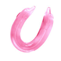 Dvojité ružové hladké dildo pre páry delfín 30 cm - 76417885 - 4