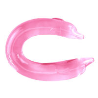 Dvojité ružové hladké dildo pre páry delfín 30 cm - 76417885 - 3