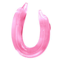 Dvojité ružové hladké dildo pre páry delfín 30 cm - 76417885 - 2