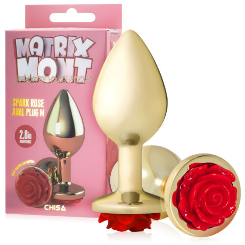 Elegantný análny kolík Spark Rose s červenou ružou 9 cm - 76551721