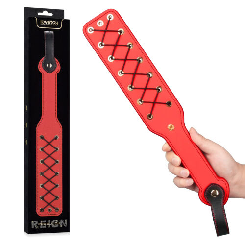 Rebellion masívna červená plácačka BDSM so šnurovaním 38 cm - 72142572