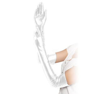 Zmyselné dlhé erotické rukavice v bielej farbe 52 cm - 76446264