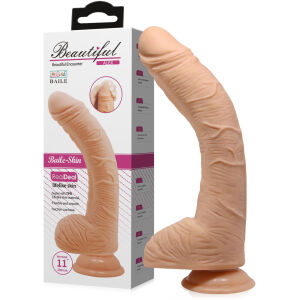 VELKÝ ZAHNUTÝ PENIS G-SPOT ELASTICKÉ DILDO NA SILNÉ PŘÍSAVCE 27 cm - 71152492