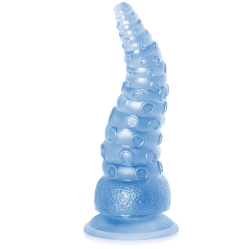 Ohybný textúrovaný modrý dildo 21 cm v tvare chápadla - 76849946