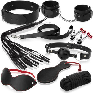 Kožená BDSM súprava erotických pomôcok bondage - 70854719