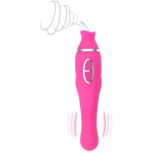 DVOUSTRANNÝ MASTURBÁTOR PRO ŽENY VIBRÁTOR G-SPOT + SACÍ MASAŽÉR KLITORISU  - 79362021