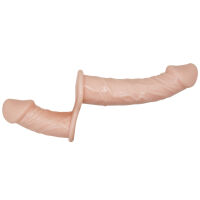 Telový obojstranný strap-on s vibráciami dva penisy 10 cm + 18 cm - 70636320 - 7