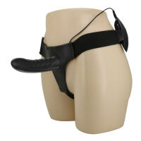 Čierny strap-on vibrujúci umelý penis pegging + ovládač - 74011327 - 2