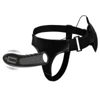 Čierny strap-on vibrujúci umelý penis pegging + ovládač - 74011327 - 3