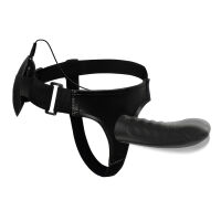 Čierny strap-on vibrujúci umelý penis pegging + ovládač - 74011327 - 5