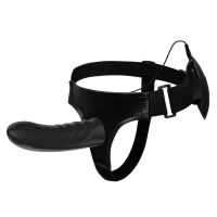 Čierny strap-on vibrujúci umelý penis pegging + ovládač - 74011327 - 7