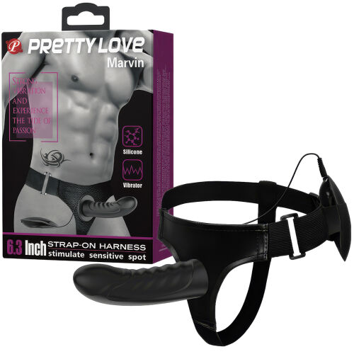 Čierny strap-on vibrujúci umelý penis pegging + ovládač - 74011327
