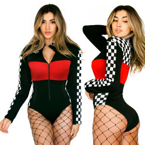 Zmyselné body so zipsom Racer Girl erotická bielizeň - 76610698