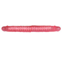 Ružové dvojité realistické dildo s ohybnou kostrou 38 cm - 76919397 - 3