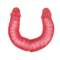 Ružové dvojité realistické dildo s ohybnou kostrou 38 cm - 76919397 - 2