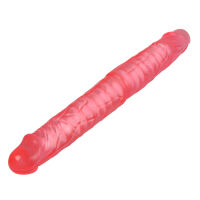 Ružové dvojité realistické dildo s ohybnou kostrou 38 cm - 76919397 - 4
