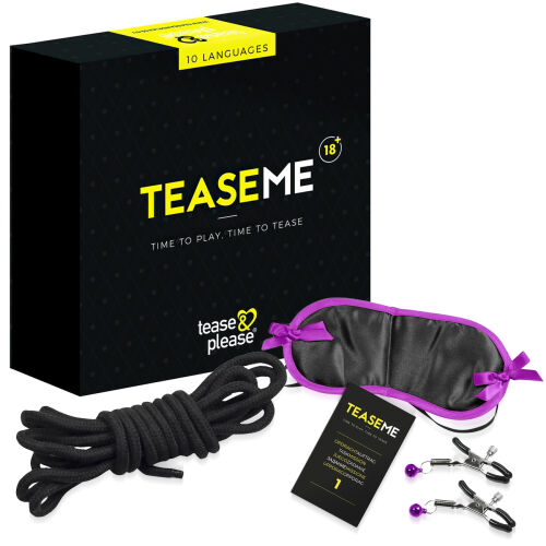 Tease Me erotická sada pre páry s maskou na oči, povrazom a svorkami - 78150267
