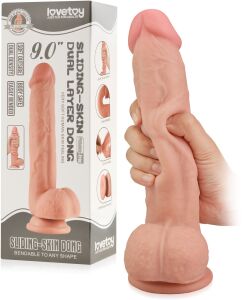 VELKÉ DILDO S POSUVNOU KŮŽÍ A POHYBLIVÝM TĚLEM SUPER REALISCTICKÝ PENIS NA PŘÍSAVCE  - 78646171