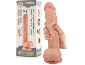 VELKÉ DILDO S POSUVNOU KŮŽÍ A POHYBLIVÝM TĚLEM SUPER REALISCTICKÝ PENIS NA PŘÍSAVCE  - 78646171