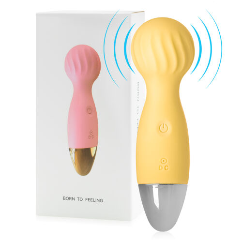 Žltý mini masážny prístroj 12 funkcií vodotesný 14 cm - 78419081