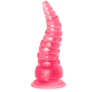 Ohybný textúrovaný ružový dildo 21 cm v tvare chápadla - 78016721