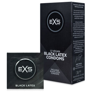 Prezervatívy z čierneho latexu EXS BLACK LATEX 12 ks - 78496749