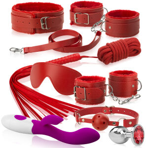 Sada pre Pár: BDSM Príslušenstvo, Vibrátor s Výstupkom, Análny Kolík s Kryštálikom - 79854253