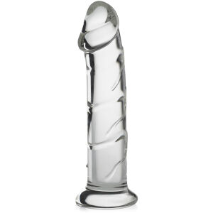 SKLENĚNÉ DILDO ELEGANTNÍ PENETRÁTOR NA PODSTAVCI PENIS  – 75264314