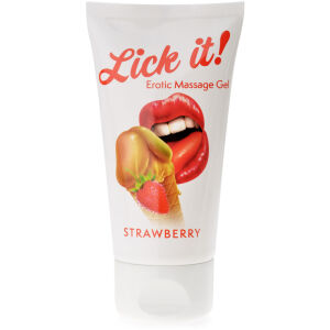 LICK IT STRAWBERRY 50 ml AROMATIZOVANÝ MASÁŽNÍ GEL NA CELÉ TĚLO JAHODOVÝ - 73501136