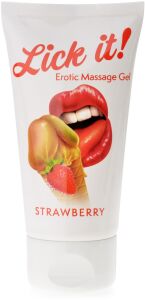 LICK IT STRAWBERRY 50 ml AROMATIZOVANÝ MASÁŽNÍ GEL NA CELÉ TĚLO JAHODOVÝ - 73501136