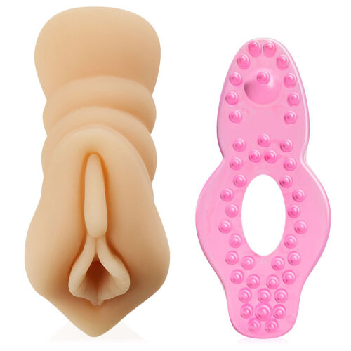 Súprava pre mužov umelá vagína + erekčný krúžok - 74025299