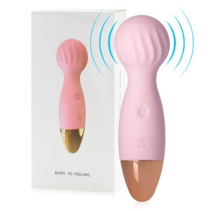 Ružový mini wand masážny prístroj 12 funkcií, vodotesný, 14 cm - 73507771