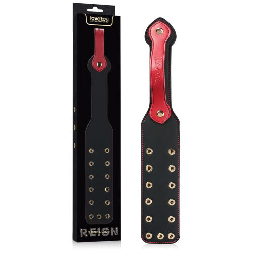 Rebellion dvojitá kožená packa BDSM s ozdobnými nitmi 38 cm - 75976761