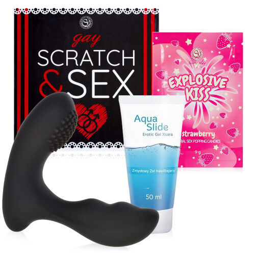 Súprava pre LGBT GAY páry: Stieracia karta, Popping Candies, lubrikant, masér - 75181285