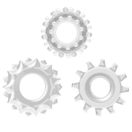 Súprava priehľadných erekčných krúžkov 3x cock ring - 77592263