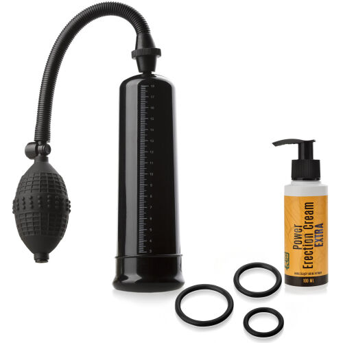 Erekčný set: Pumpa na penis, Krém na erekciu a Erekčné krúžky - 71141028