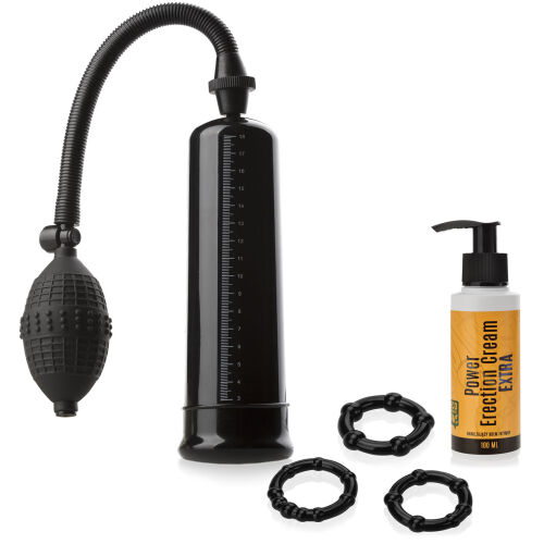 Erekčný set: Pumpa na penis, Krém na erekciu a Erekčné krúžky - 71141028