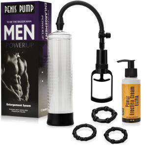 Erekčný set: Pumpa na penis, Krém na erekciu a Erekčné krúžky - 71141028