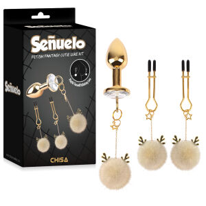 Análny kolík s bielou brmbolcom + svorky na bradavky - 74154152