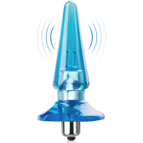 Modrý análny kolík s vibráciami gélový plug 7 vibrácií – 75314694