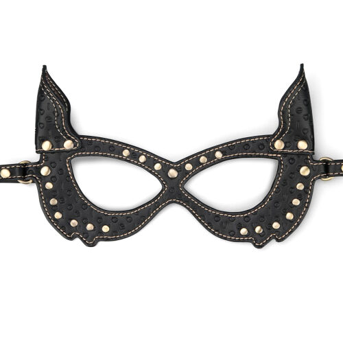 Rebellion hnedá kožená mačacia maska na oči zmyselný doplnok BDSM - 77003512