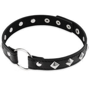 SEXY CHOKER OBOJEK BDSM S CVOČKY EKOLOGICKÁ KŮŽE - 77170295