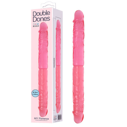 Dvojité realistické ohybné ružové dildo pre páry 36 cm - 76148771