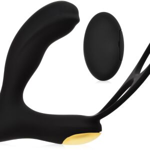 MASAŽÉR PROSTATY S KROUŽKEM NA PENIS A VARLATA - 10 FUNKCÍ + OVLADAČ  - 75170780