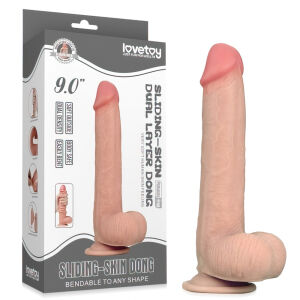 Superrealistické dildo 23 cm penis s posuvnou kožou - 71377717