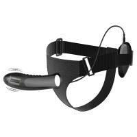 Čierny pásový strap-on s vibrujúcim penisom 18,5 cm pegging - 78192200 - 7