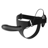 Čierny pásový strap-on s vibrujúcim penisom 18,5 cm pegging - 78192200 - 3