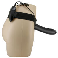 Čierny pásový strap-on s vibrujúcim penisom 18,5 cm pegging - 78192200 - 6