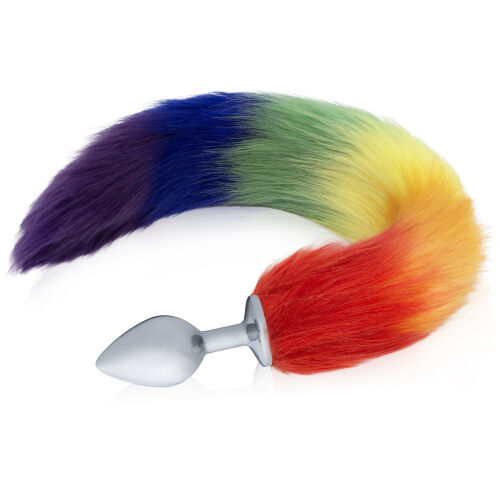 Oceľový análny kolík s dúhovým líščím chvostom 43 cm Pride LGBT - 73501445